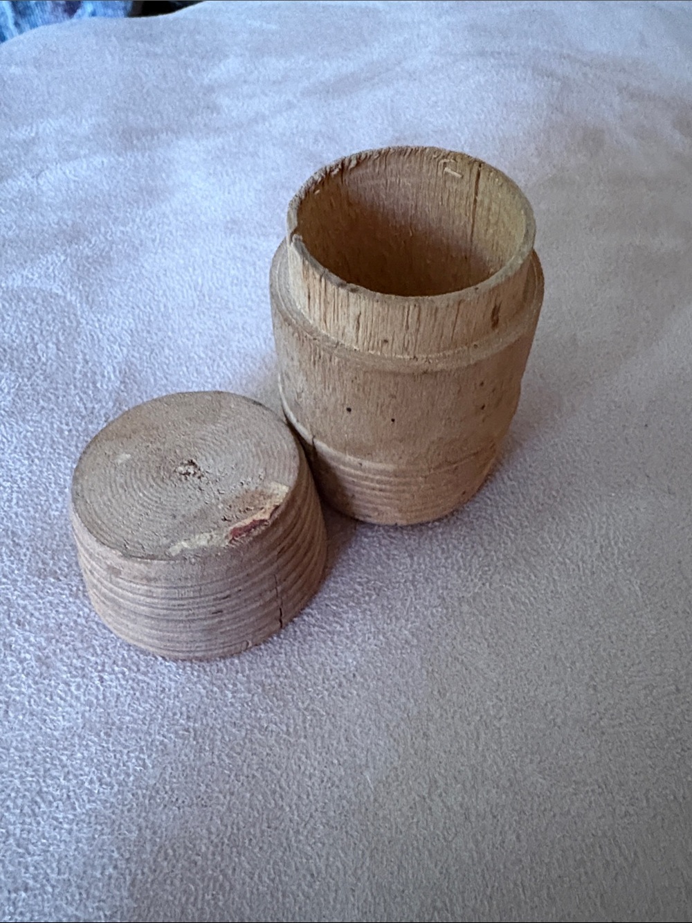 Vintage Hand-Turned Small Wooden Box with Lid - Natural Light Wood 2 1/2 in